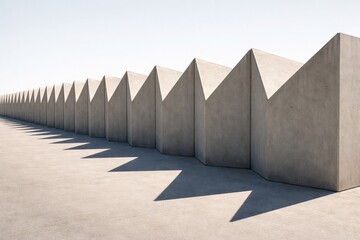 Minimalist architectural photography in grey depicting an acoustic buffer along ring road