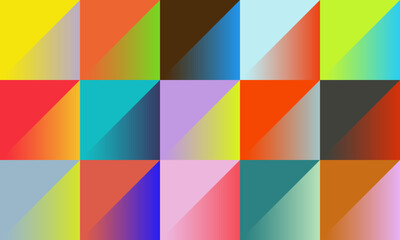 Abstract background with gradient squares, repeating dynamic pattern with colorful halftones, minimalist cover template with bright geometric triangle ornament, modern fashion background