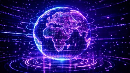Earth, globe and planet, world, hologram and digital - Powered by Adobe