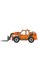 Modern Orange Telehandler Vehicle Used For Construction And Material Handling Tasks