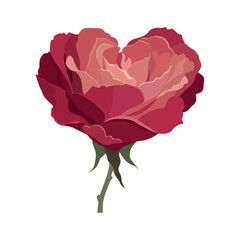 Rose hearts. Vector illustration. Heart in pink color, heart icon for design. Flower with petals. Love, romance hearts. Vector icons. Heart love symbol. For gifts, Valentine's Day, birthday