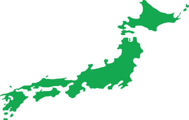Fototapeta premium Japan map silhouette in green color, clean flat vector illustration, minimal geographic design for eco, environment, infographic projects