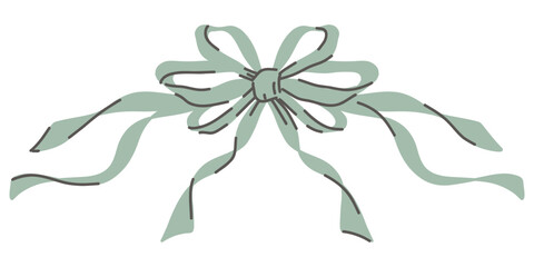 Fototapeta premium Ribbon bow. Festive decorative ribbon with a knot. Cute, elegant, beautiful decoration for gifts and surprises. Design element. Flat vector illustration on a white background