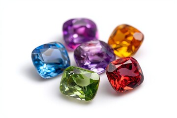 Fototapeta premium Vibrant action of colorful gemstones studio setting photography bright illumination close-up angle captivating beauty and elegance