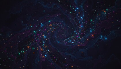 Vibrant galaxy cluster swirling with colorful nebulae and stars in deep space from a cosmic viewpoint