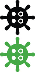 Obraz premium Set of two virus icons in black and green, simple spiky germ symbol isolated on white background medical vector illustration