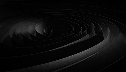 Abstract dark spiral of paper strips receding into a void