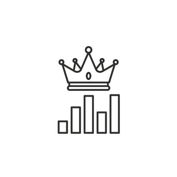 A simple line graph with a crown icon illustrating success and data trending upward