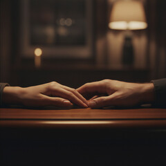 Valenstine day Intimate moment of two people holding hands across a table