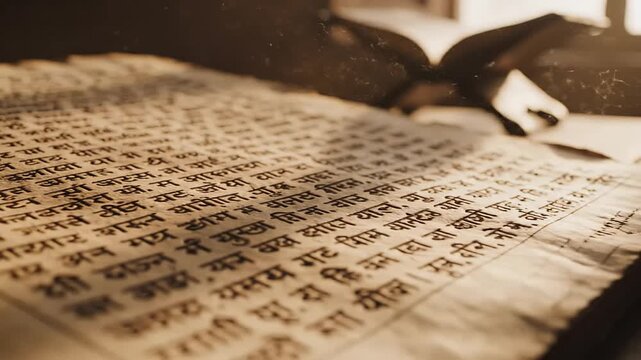 Antique hindu scripture page showcasing vedic wisdom and text for maharishi dayanand saraswati jayanti.