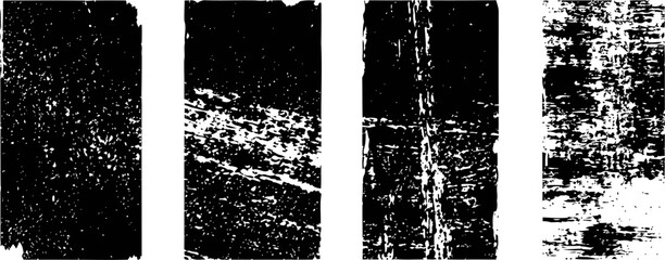 Obraz premium Set of four black and white grunge texture backgrounds with distressed and scratched surface designs