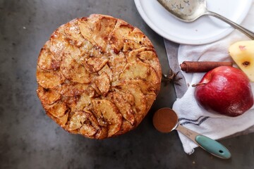 Homemade apple cinnamon upside down cake, Fall desserts