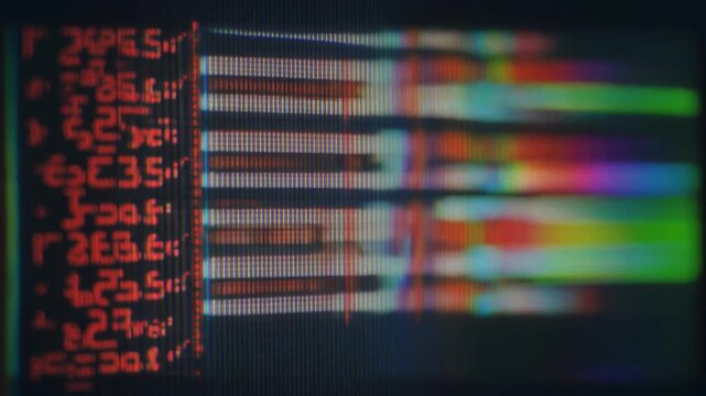 CRT monitor surface with RGB color bleed, phosphor glow, scanline shimmer