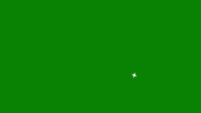 Twinkling stars animation. fast line glitter motion, flat vector doodle sparkle, glowing light trails, 2D shining twinkle effect . White Cartoon Sparkles on Green Screen Background.4k