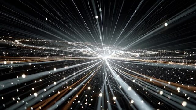 Abstract light trails in a dark space representing data flow and digital connectivity.