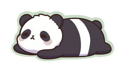 A goofy panda rolling around happily. Its round body and silly pose make it a perfect cute sticker.