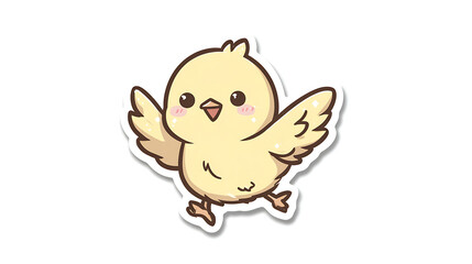 This cheerful chick hops with excitement, bringing a bright and happy sticker feel.