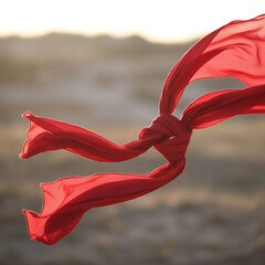 Valenstine day Vibrant red fabric flowing in the wind outdoors
