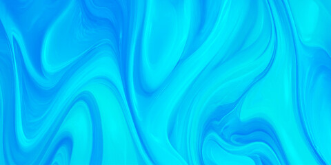 Obraz premium Abstract blue liquid background with fluid waves of turquoise and azure acrylic paint swirl textured using graphic design, website headers.