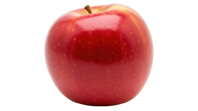 Isolated shiny delicious red apple still life, nutritious single fruit healthy snack close-up