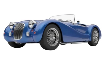 Fototapete Vintage Auto Isolated Blue Vintage Car with Spoked Wheels and Sleek Design—Automotive Nostalgia  © Maria