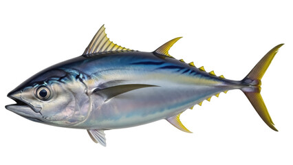 Isolated Yellowfin Tuna Fish Floating Aquatically, Raw Seafood Ingredient and Healthy Meal © Maria