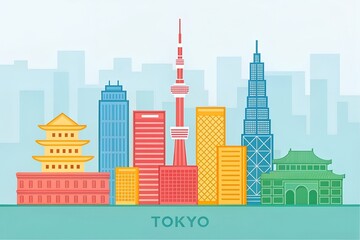 Fototapeta premium Tokyo Skyline with High Rise Buildings, Urban Architecture.