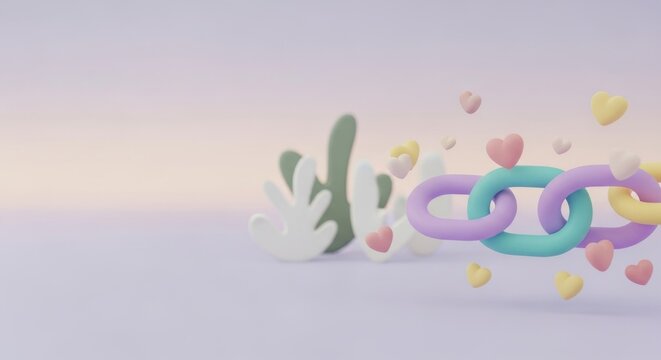3D link and hearts for Aromantic Spectrum Awareness Week