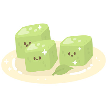 Cute Matcha Mochi Dessert Illustration