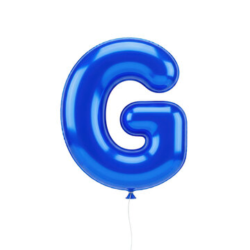 Blue balloon letter g isolated on white background