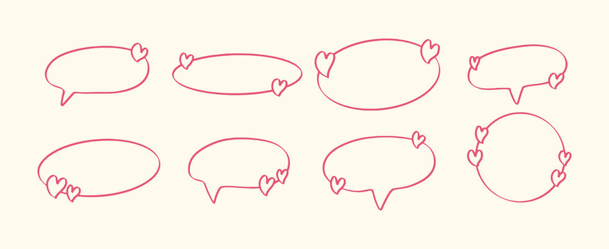 speech bubbles set heart shape