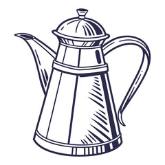 Obraz premium Clean Silhouette Vector of a Traditional Village Style Metal Water Jug, Rustic Household Container Icon