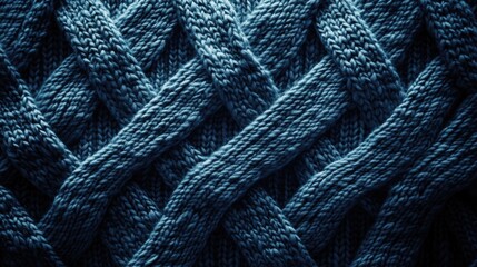Detailed close-up of interwoven black rope texture for background or design element