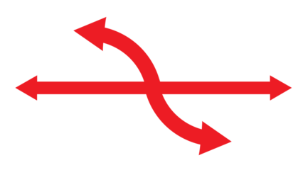 Red arrows split and cross a central horizontal line, symbolizing different choices, pathways, and directions in a dynamic way.