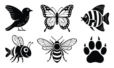 Wildlife animal icons bundle earth day silhouette species collection