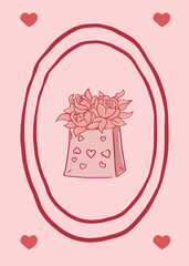 Romantic Bouquet. Vector greetings card