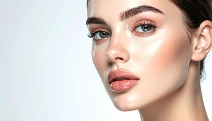 Fototapeta premium Beautiful Woman with Healthy Glowing Skin Portrait.