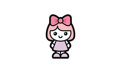 Fototapeta premium Cute Doll Girl Illustration