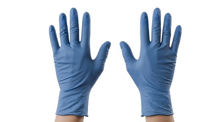 Obraz premium doctors’ hands wearing blue nitrile rubber gloves