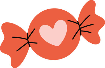 Cute candy with heart symbol for love and sweetness