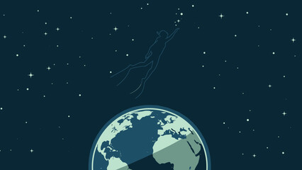 Naklejka premium Reach For The Stars Dreams And Aspirations From Planet Earth Illustrated