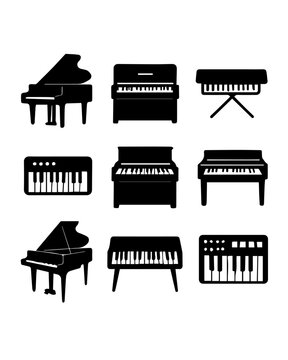 Keyboard Instrument Silhouette Set &ndash; Pianos, Synths, Digital Variants