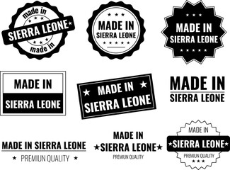 Fototapeta premium Icons representing Sierra Leone product emblems showing origin and quality of goods