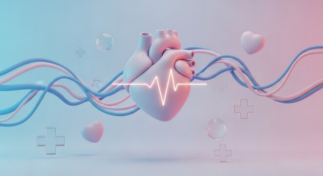 3D heart with electrocardiogram for Congenital Heart Defect Awareness Week