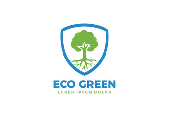 Shield tree concept logo design for your branding and identity
