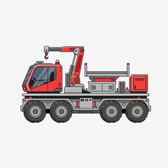 Robust Industrial Mobile Crane Truck Heavy Lifting Equipment Flat Art