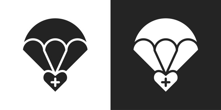 Humanitarian Aid Icon In Black And White Glyph Style