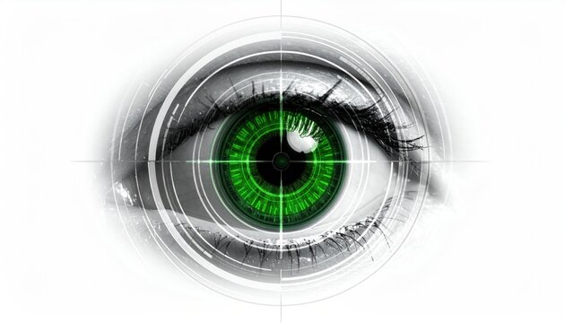 Closeup of Human Eye with Green Iris.