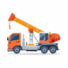 Orange crane truck illustration for construction and heavy lifting projects