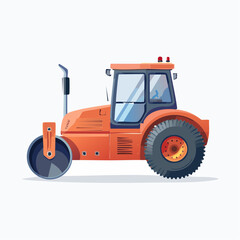 Orange road roller illustration isolated on white background for construction